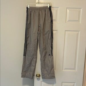 Adidas Men's Light Gray Sweat Pants with Black Stripes